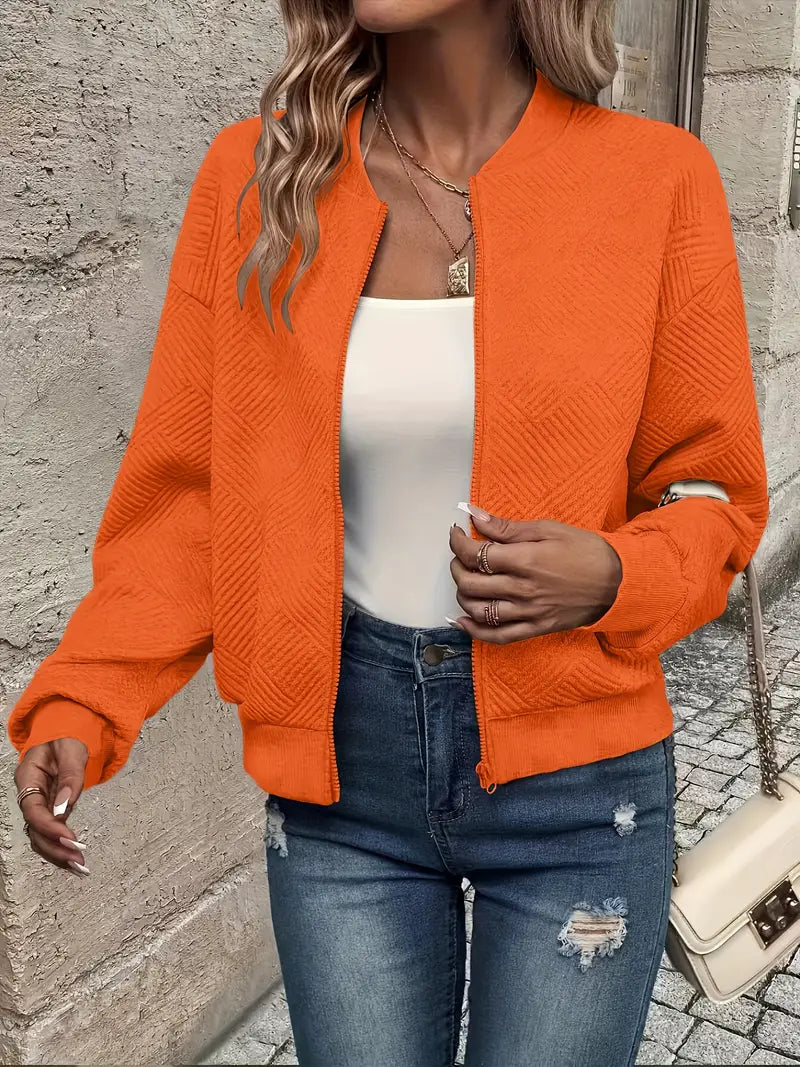 Lightweight Zip Up Jacket With Stand Collar