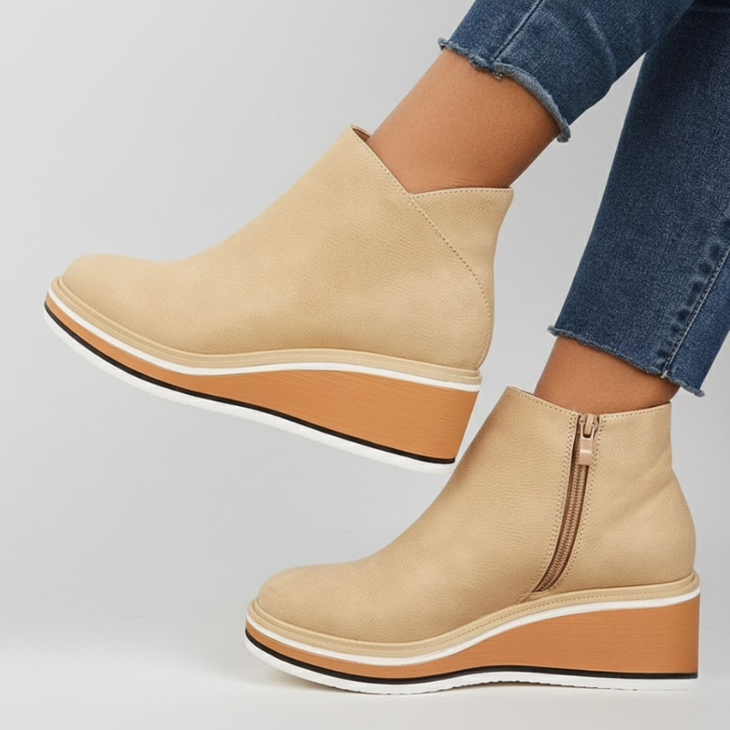 Veronica Leather Wedge Orthopedic Boots