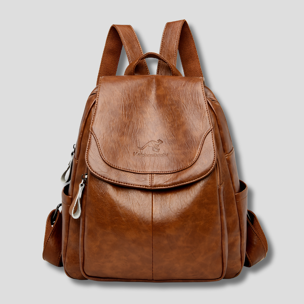 Anti-Theft Leather Backpack