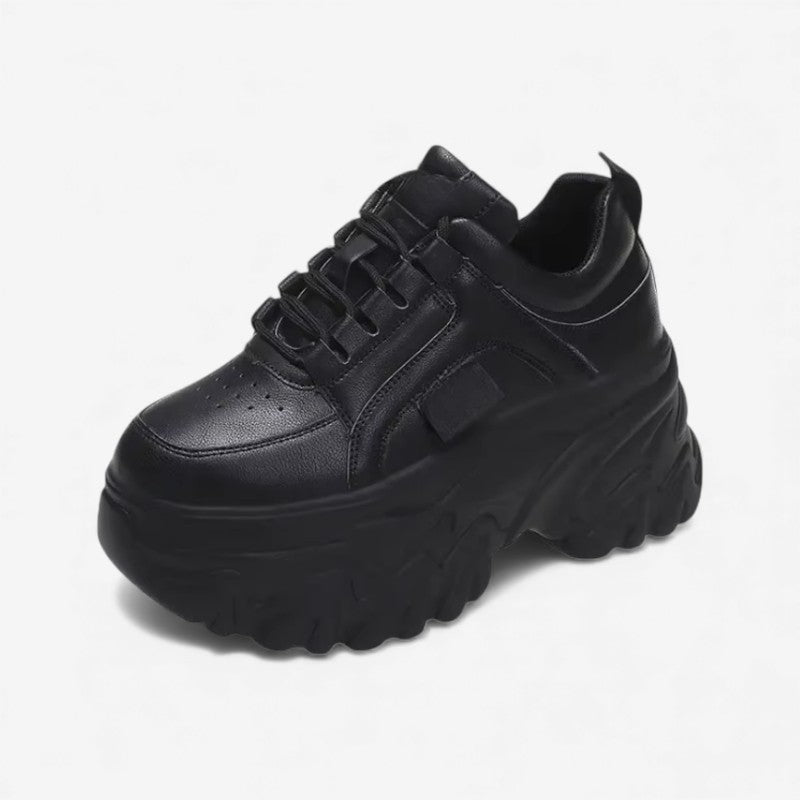 Ella Chunky Sole Lace-Up Sneakers with Round Toe