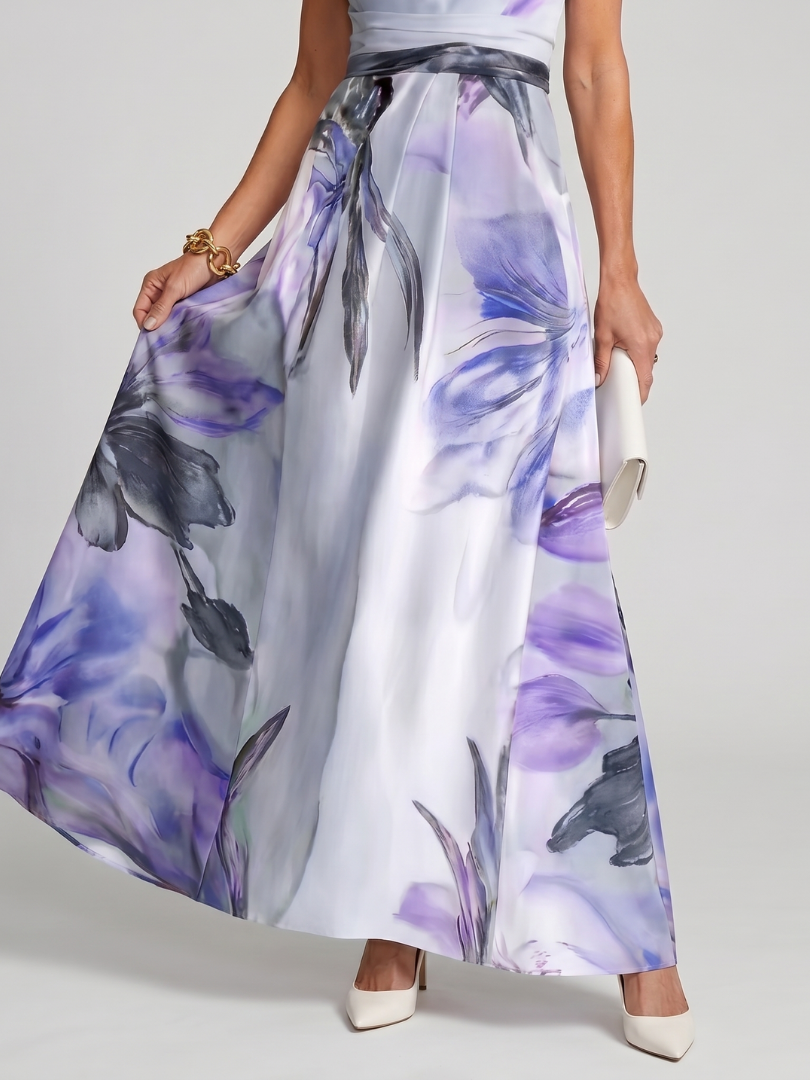Halter Neck Flowing Maxi Dress with Gathered Bodice