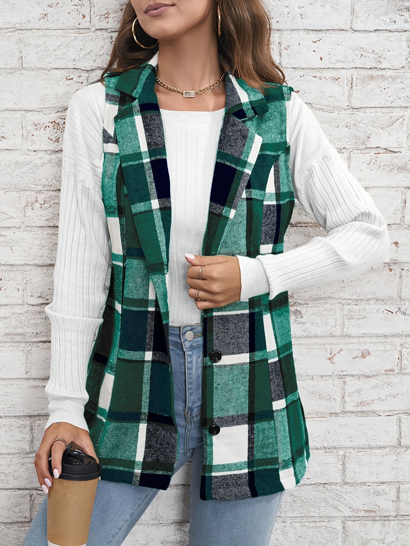 Drunelle Elegant Tailored Check Waistcoat