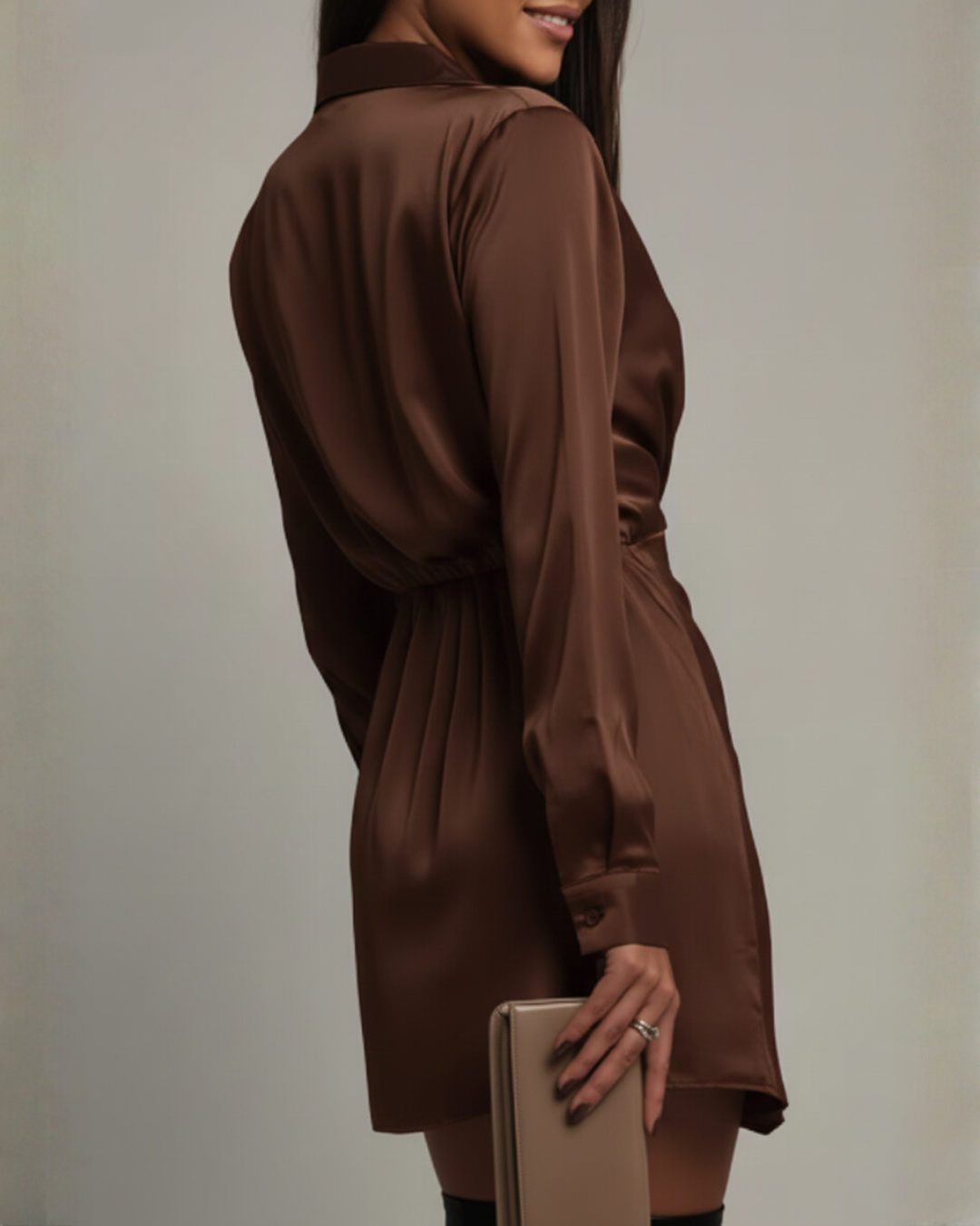 Bianca Morelli Satin Wrap Mini Dress
