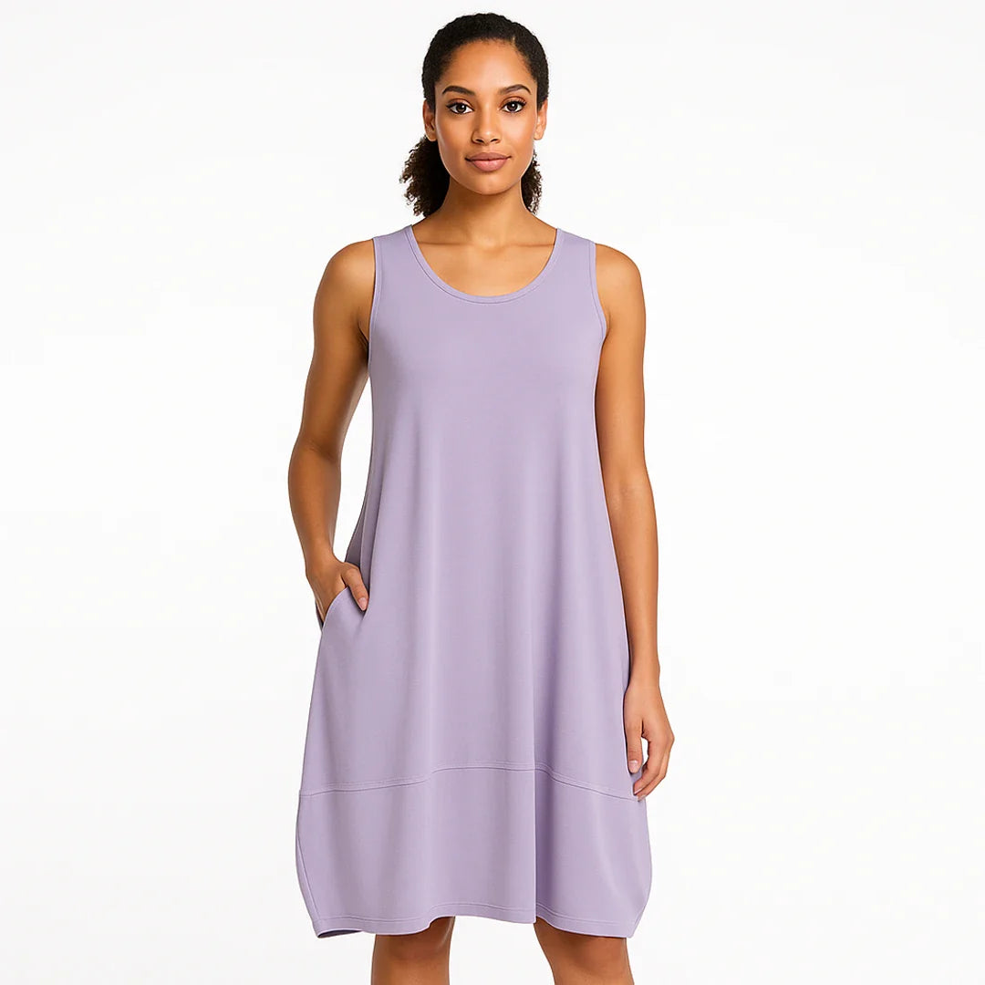 Women's Sleeveless Relaxed Midi Dress With Pockets