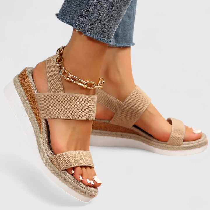Orthopedic Wedge Sandals – Elastic Straps & Platform Sole