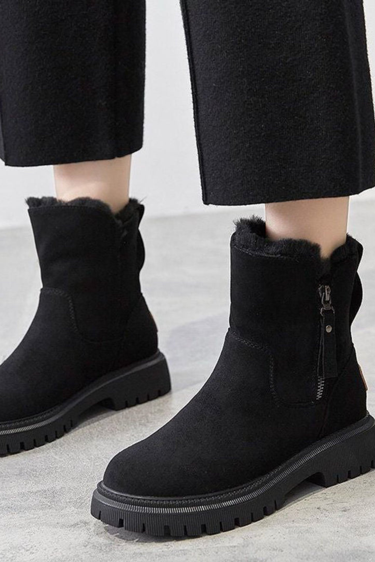 Fleece Lined Suede Ankle Boots