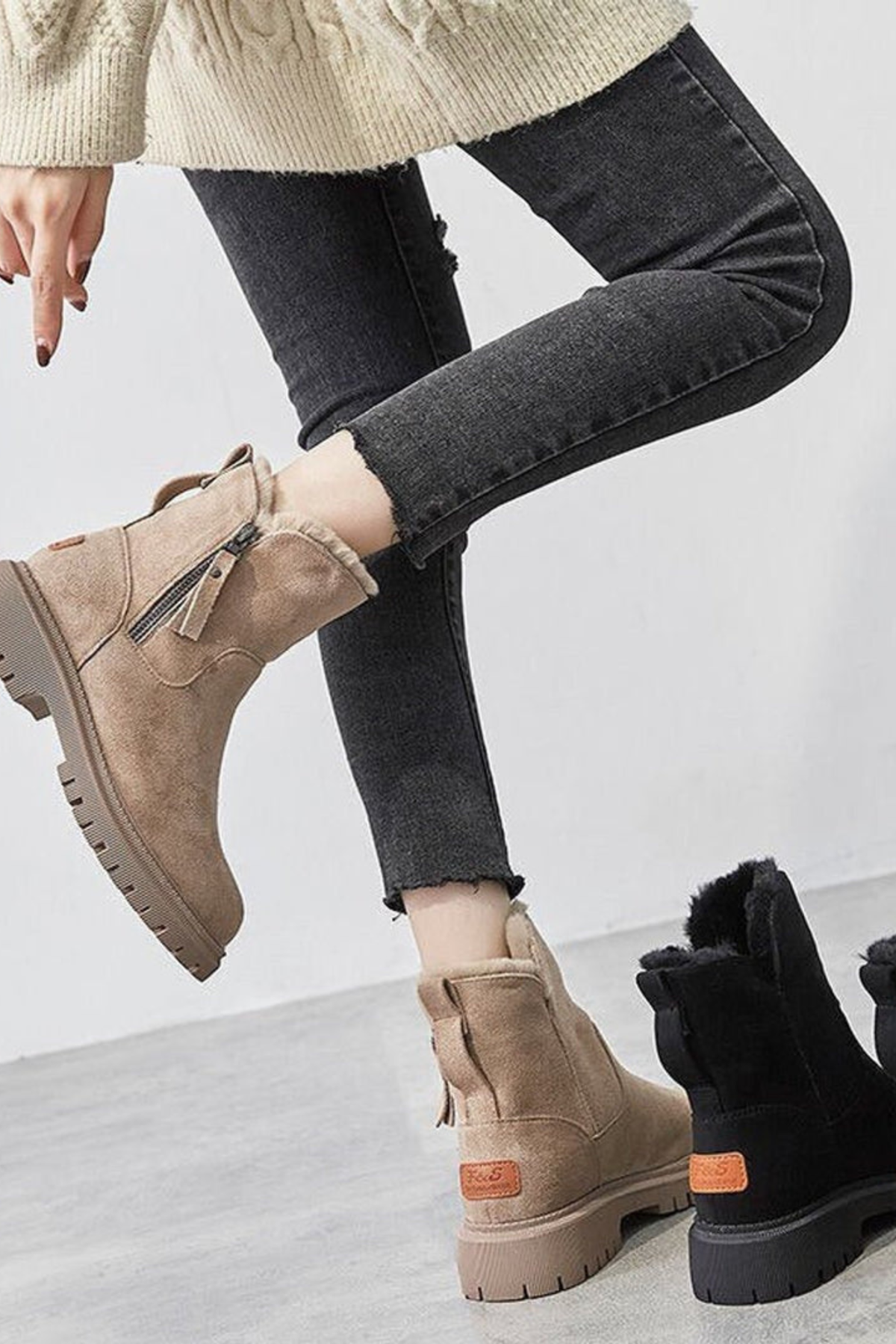 Fleece Lined Suede Ankle Boots