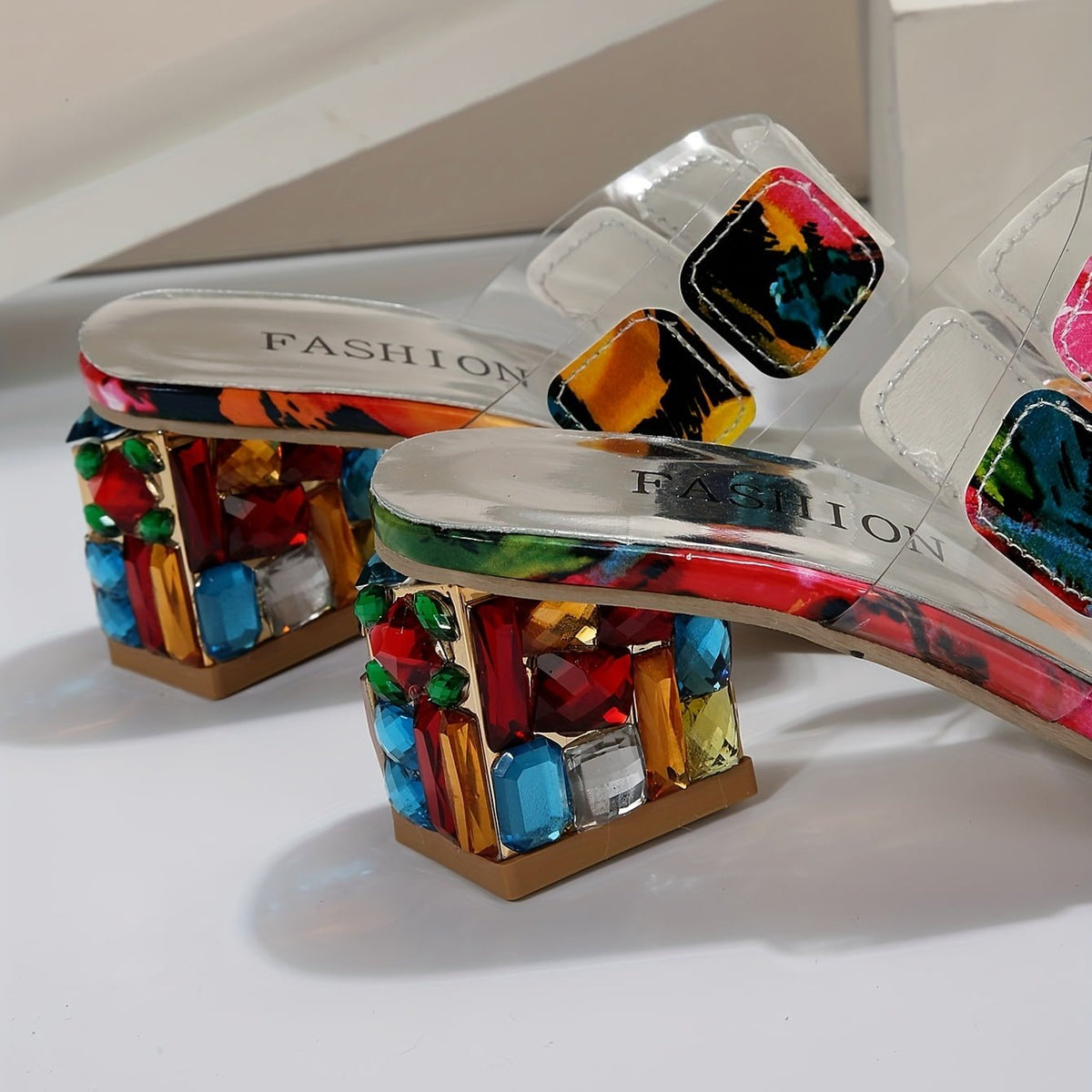 Ursula Elegant Slide Sandals with Transparent Heel