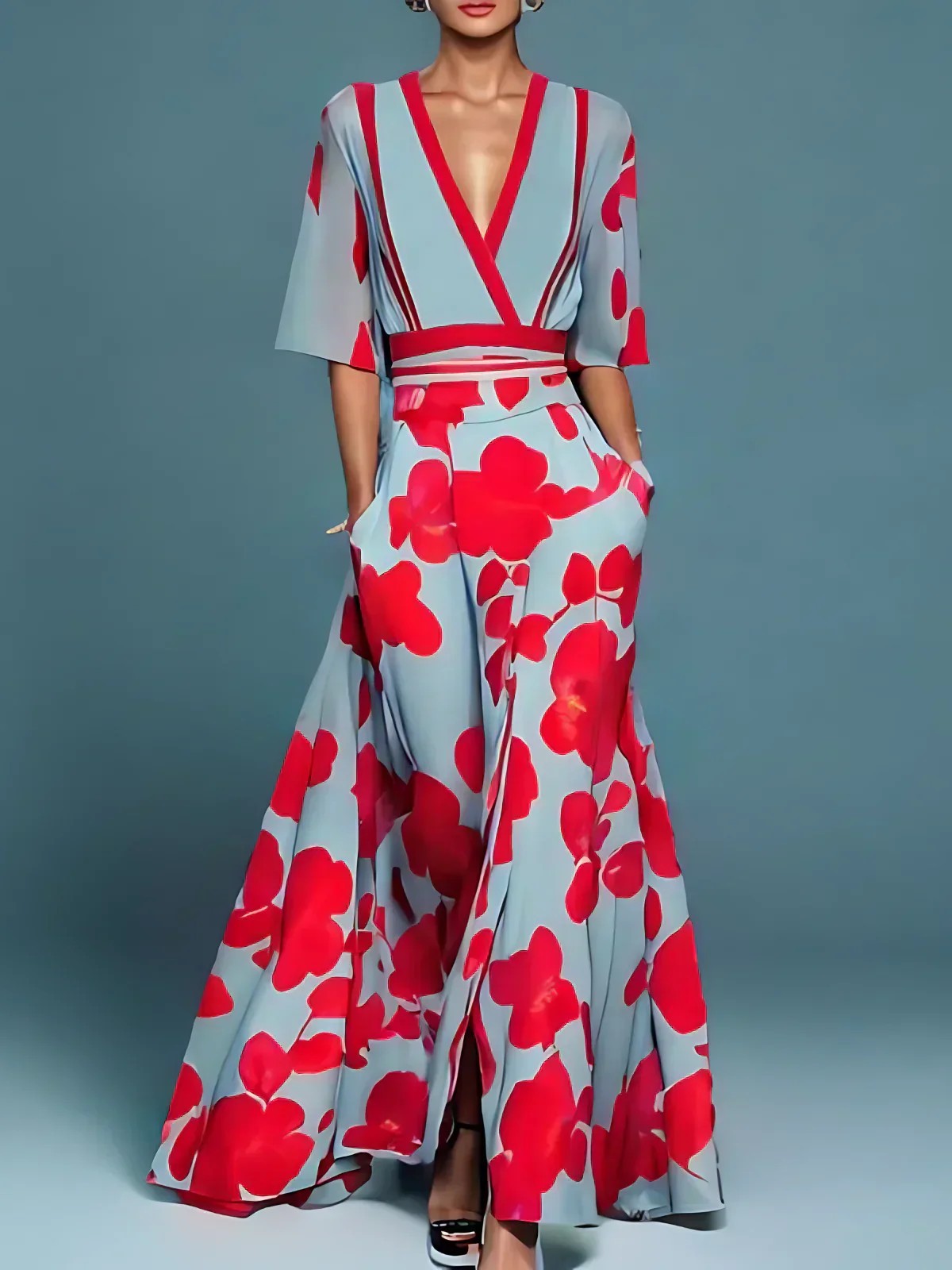 Floral Print Elegant Maxi Dress