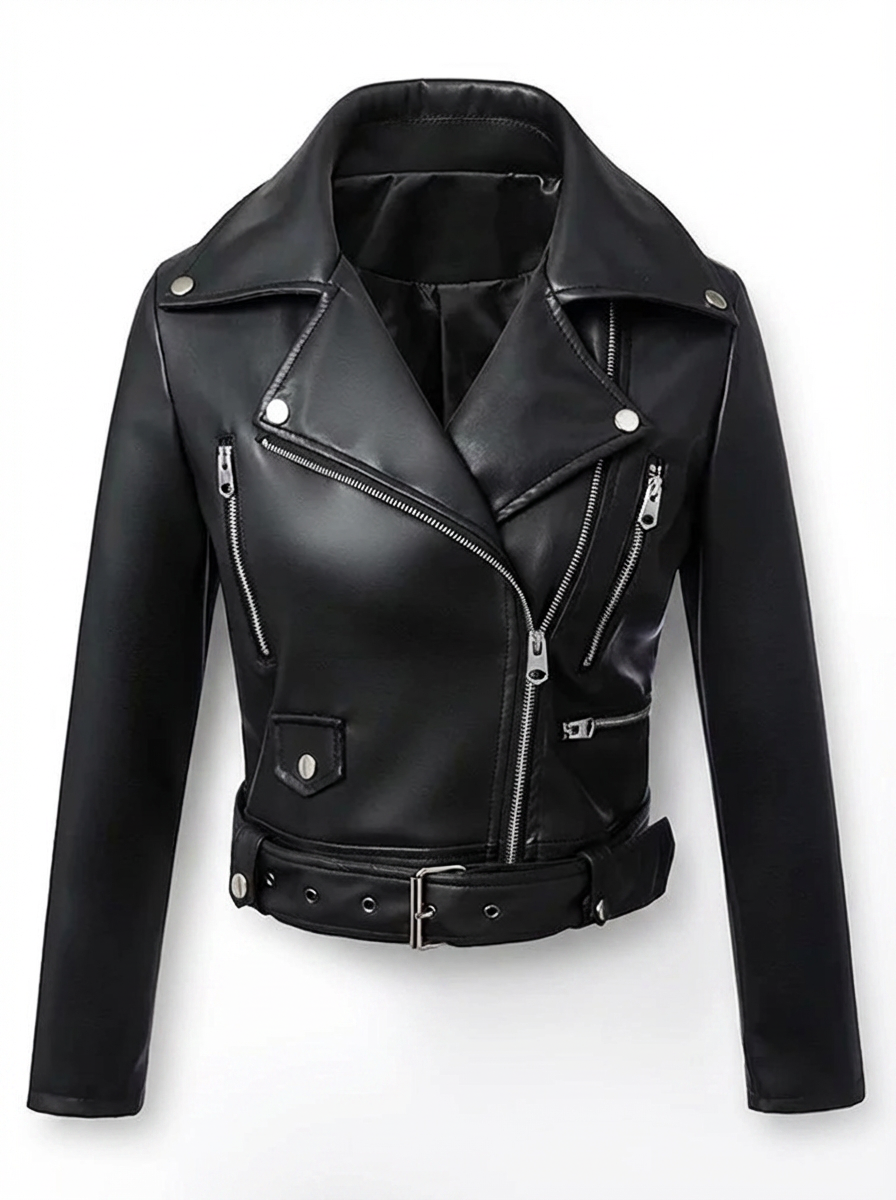 Cropped Moto Leather Jacket