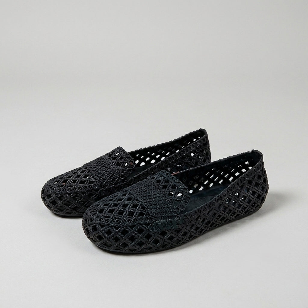 Woven Cutout Slip-On Ballet Flats