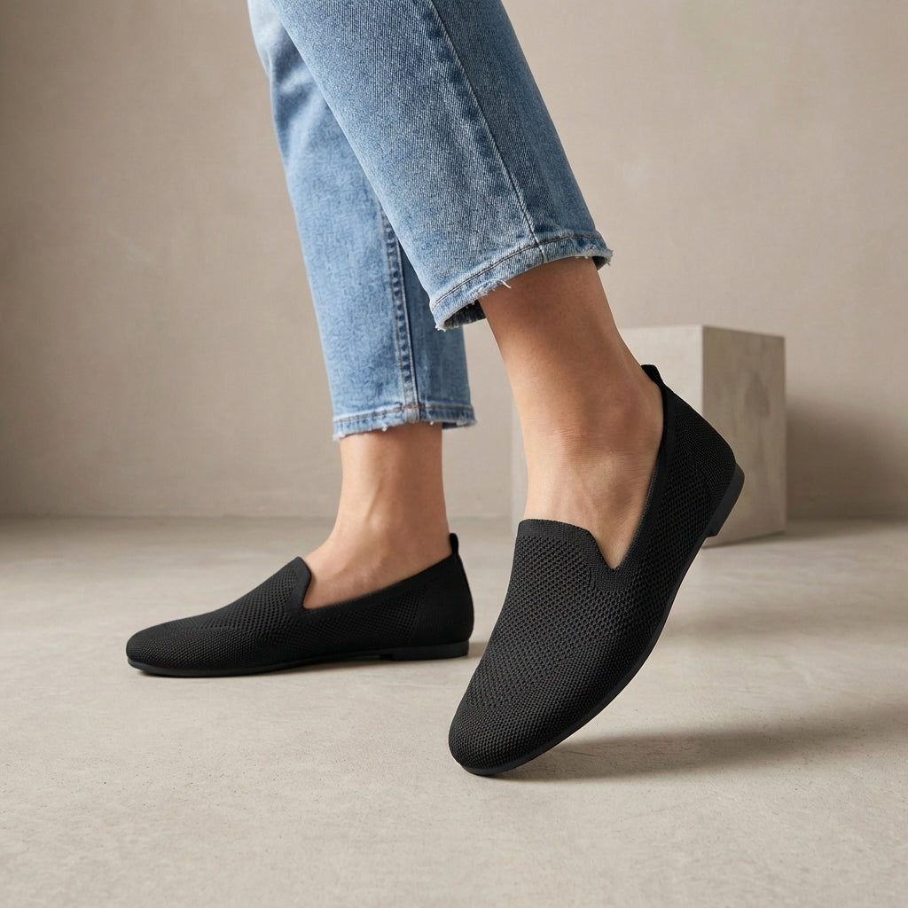 Lightweight Breathable Knit Slip-On Summer Flats