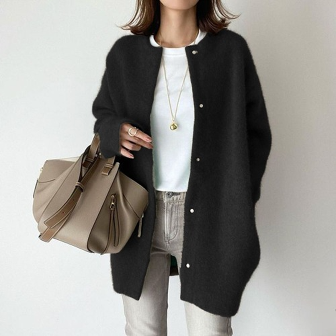 Cotton Linen Blend Cardigan With Side Pockets
