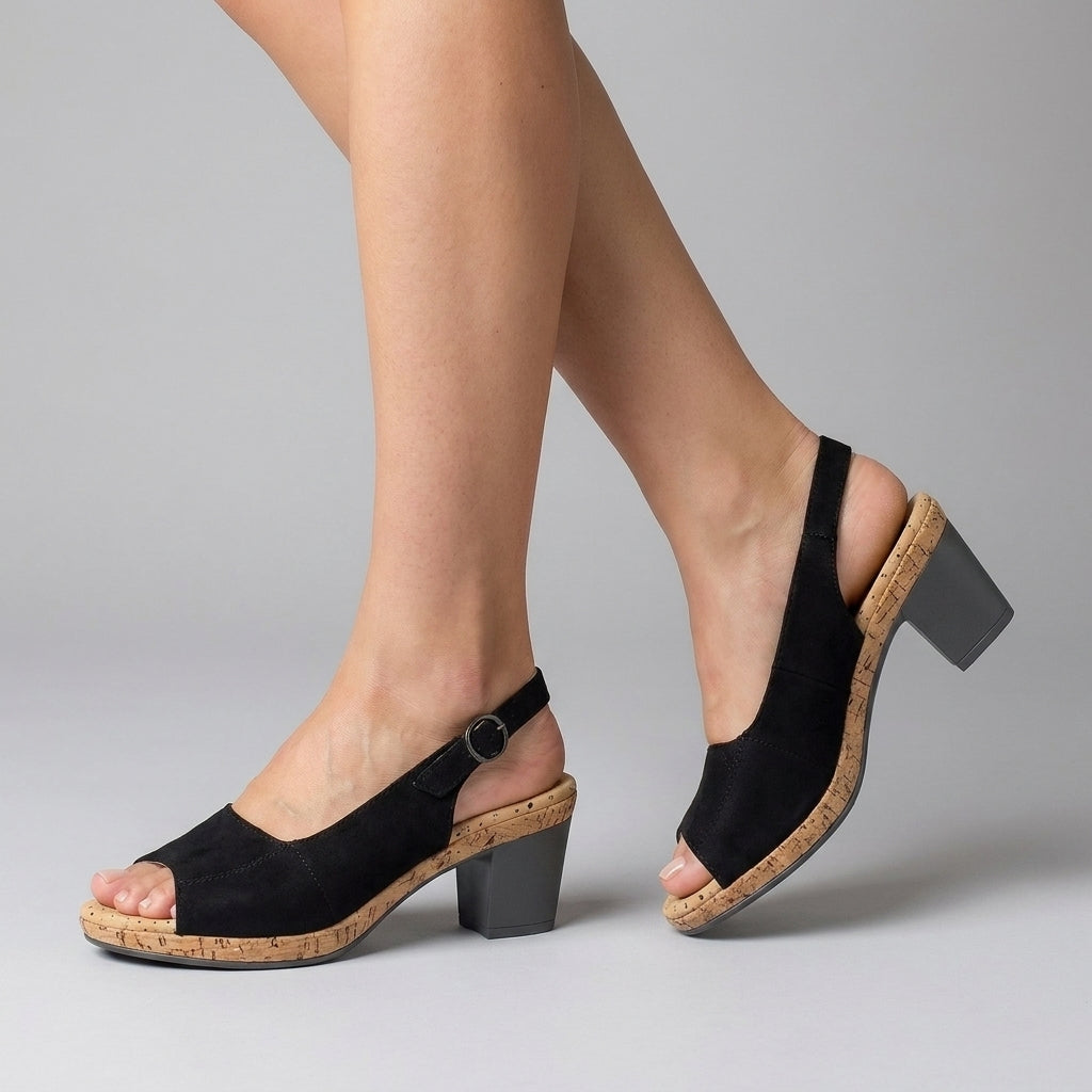 Open Toe Slingback Block Heel Sandals
