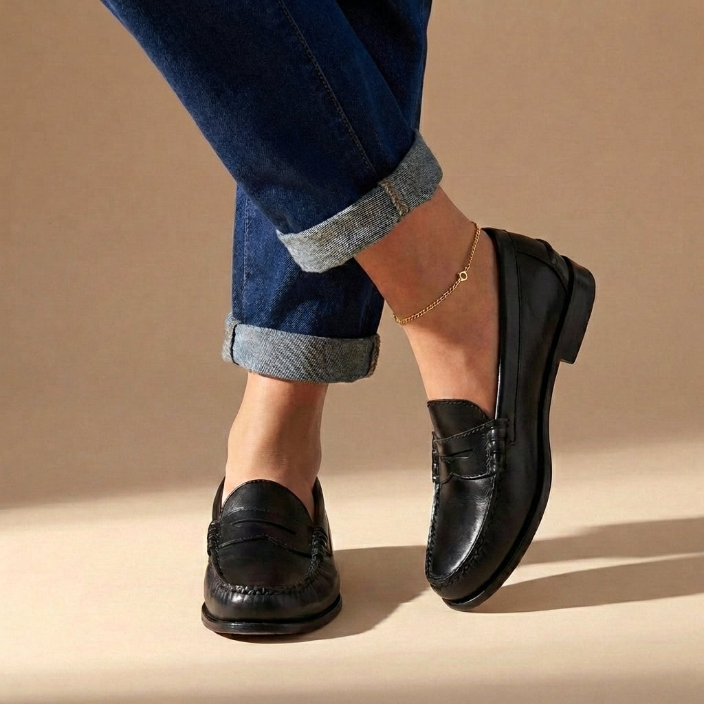 Retro Brushed Vegan Leather Flat Loafers
