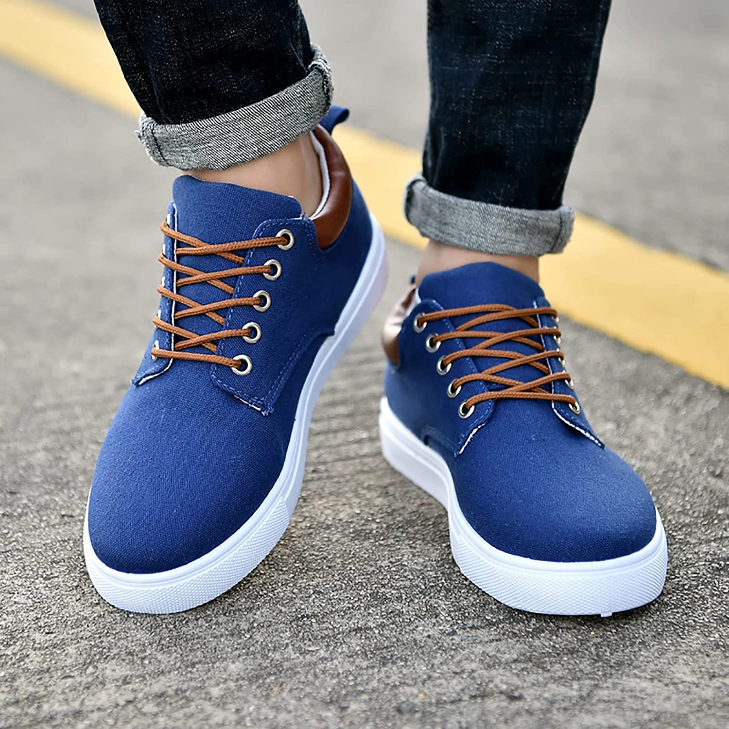 Men's Casual Canvas Sneakers With White Sole