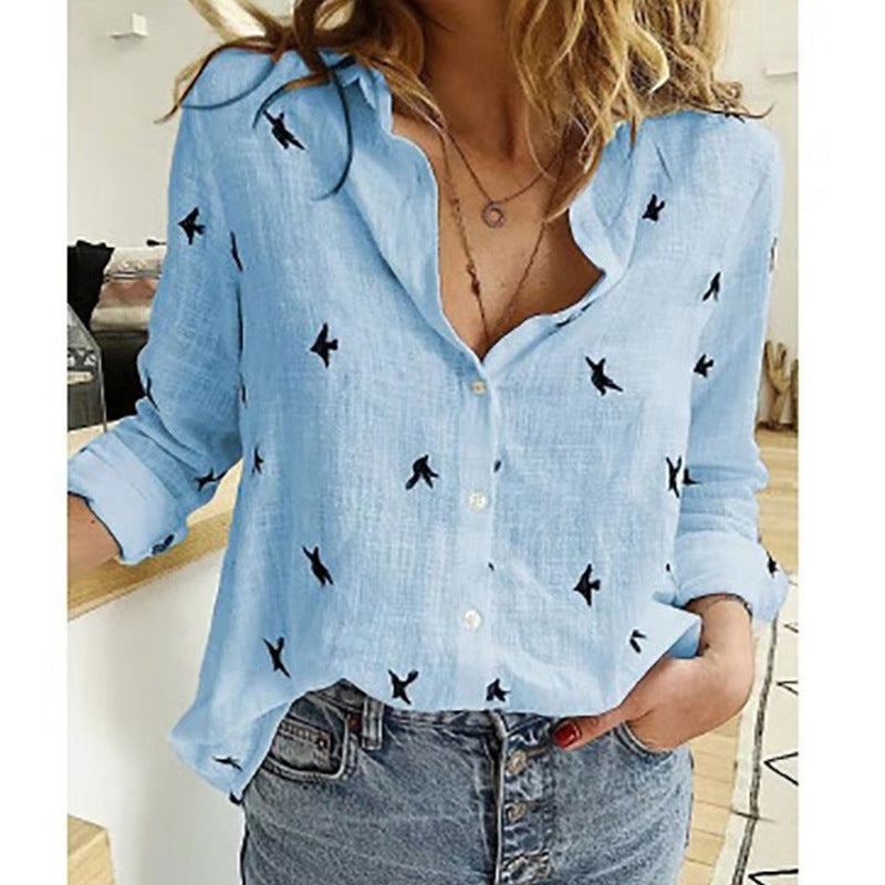 Half Sleeve V-Neck Casual Women Blouse