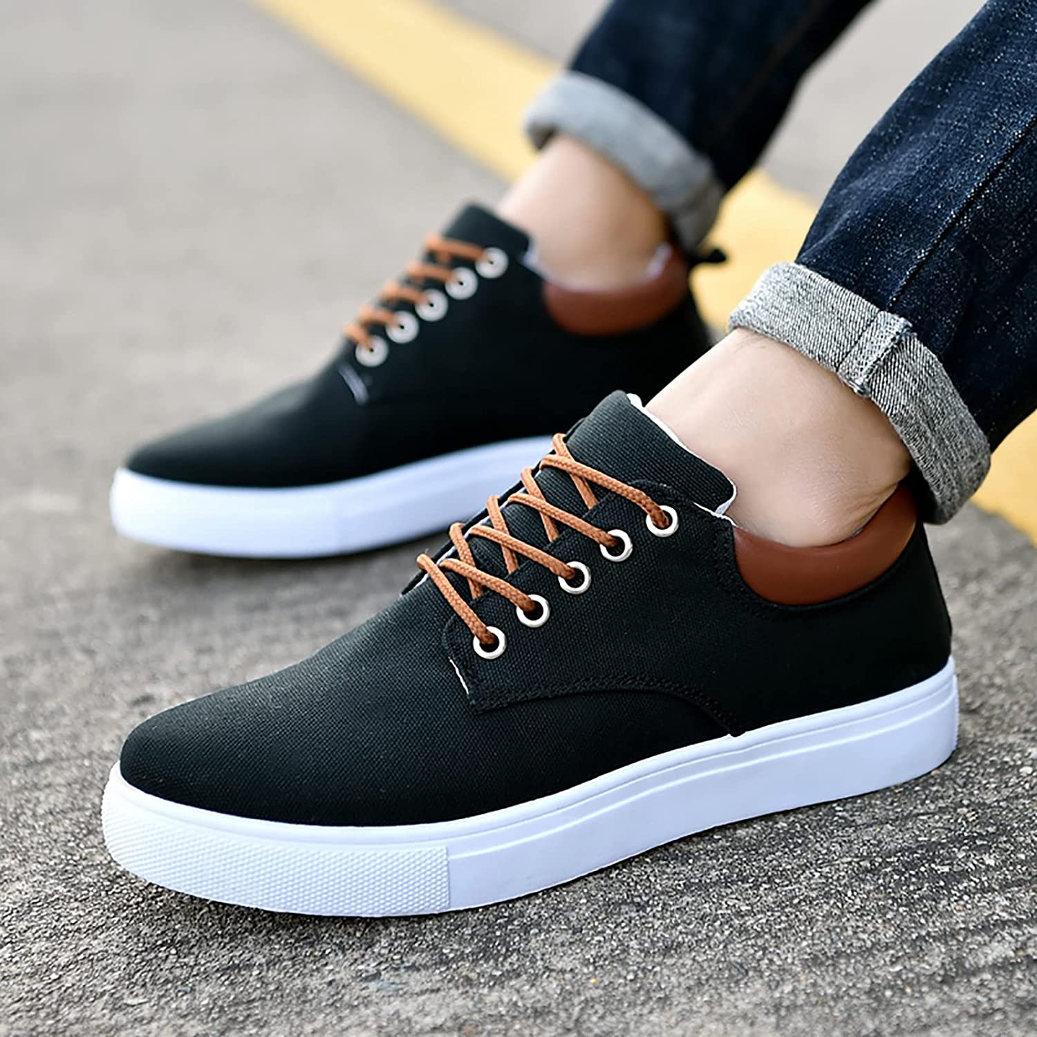 Men's Casual Canvas Sneakers With White Sole