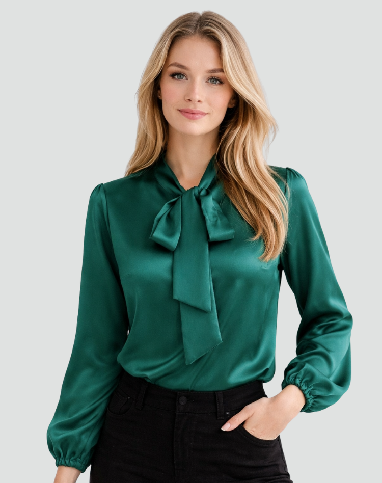 Bow Tie Neck Chiffon Blouse