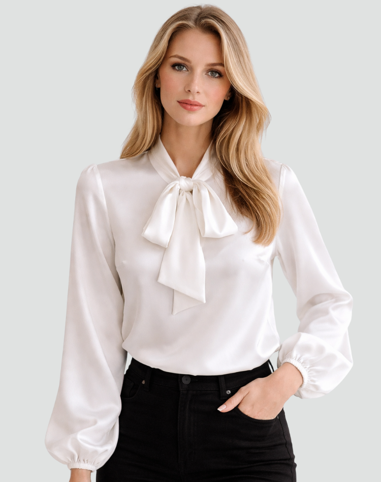 Bow Tie Neck Chiffon Blouse