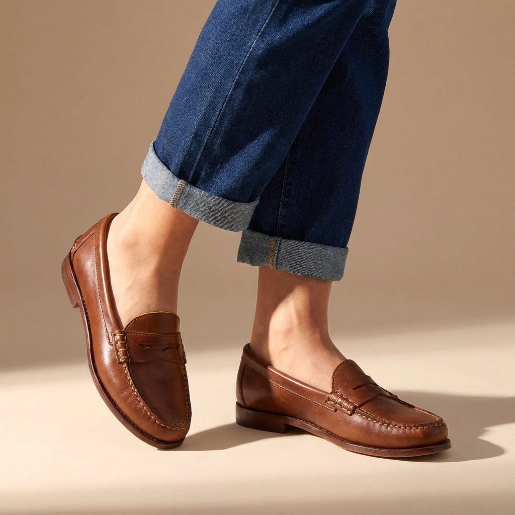 Retro Brushed Vegan Leather Flat Loafers