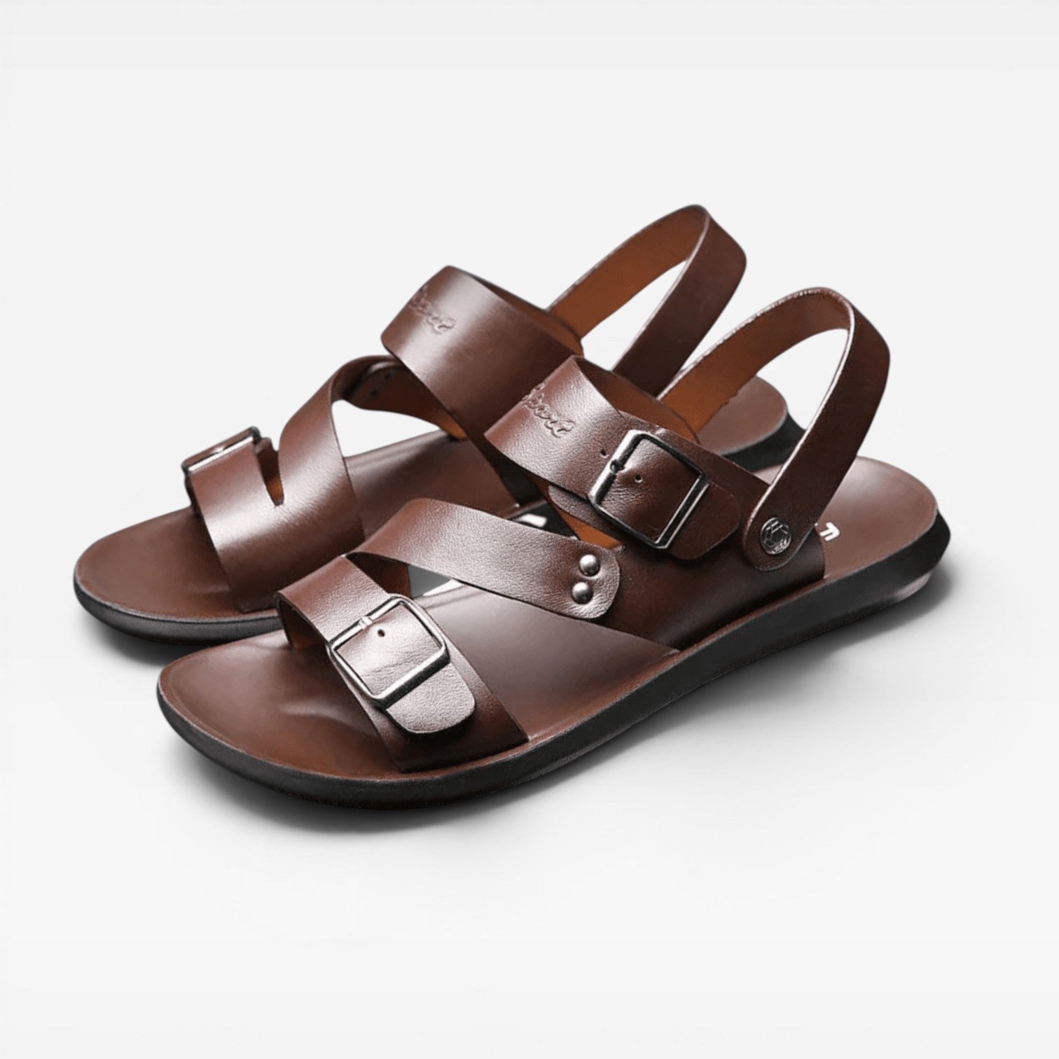 Adjustable Buckle Leather Sandals For Men