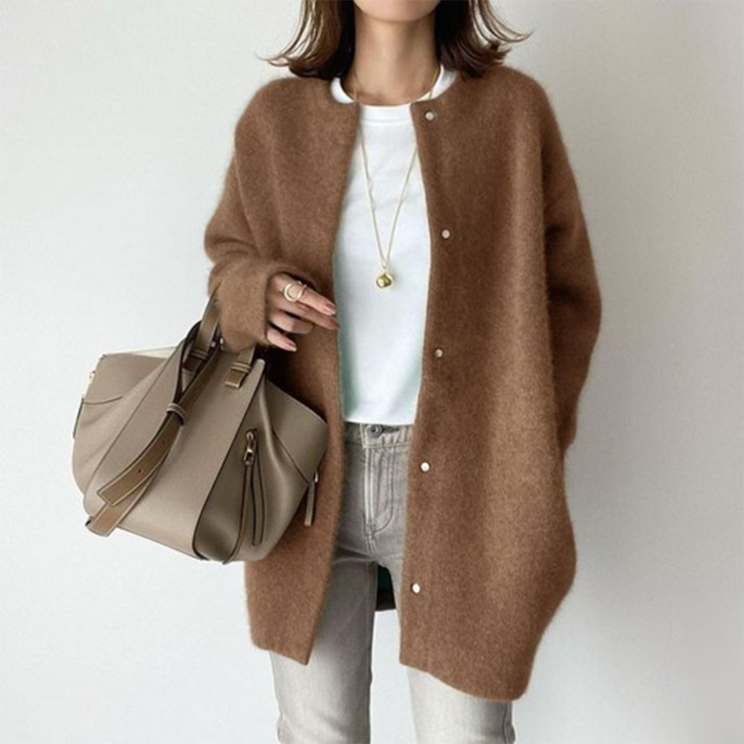 Cotton Linen Blend Cardigan With Side Pockets