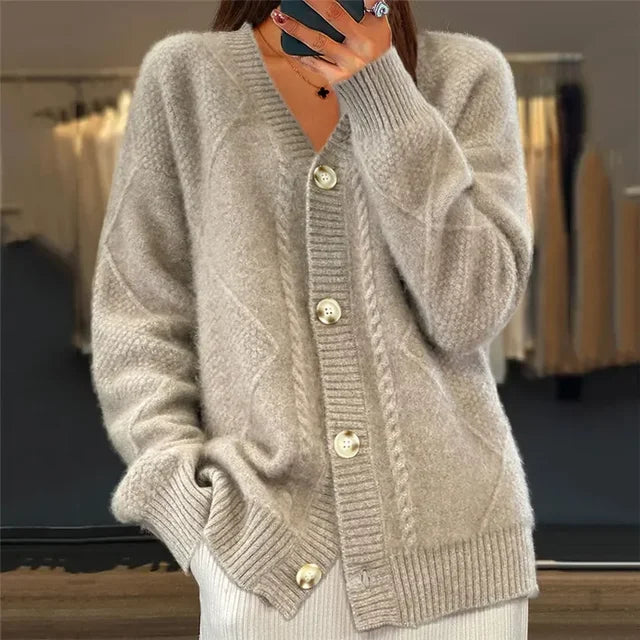 Button-Front Knit Cardigan