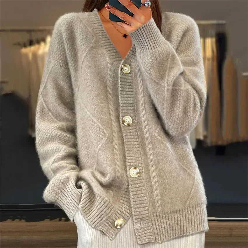 Button-Front Knit Cardigan