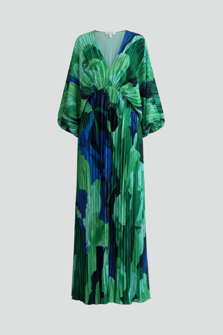V-Neck Maxi Dress with Loose Sleeves and Side Slit