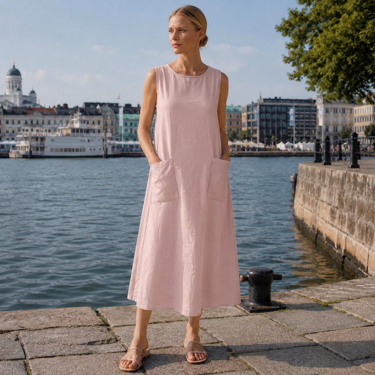 Sleeveless Pocketed Relaxed Fit Dress
