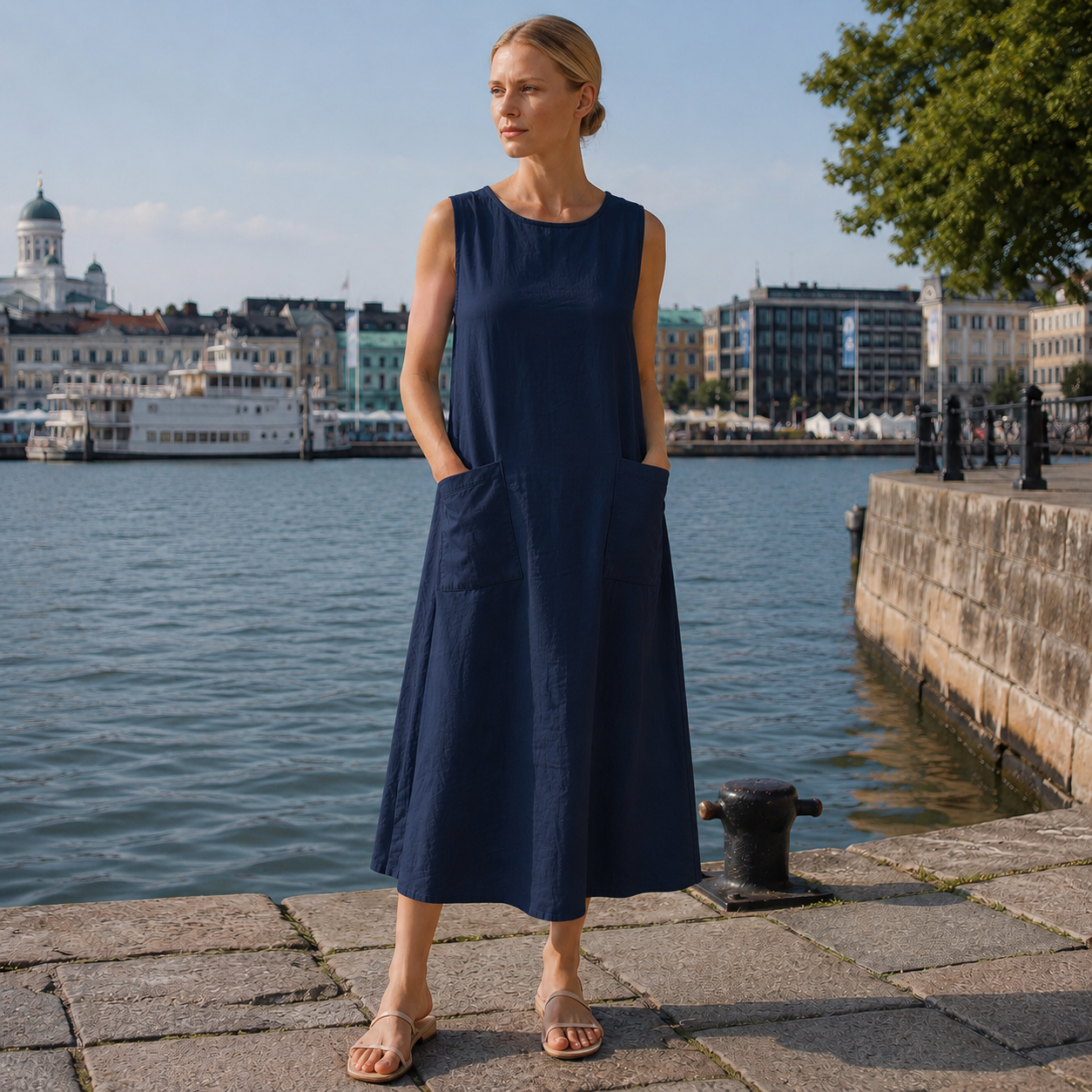 Sleeveless Pocketed Relaxed Fit Dress