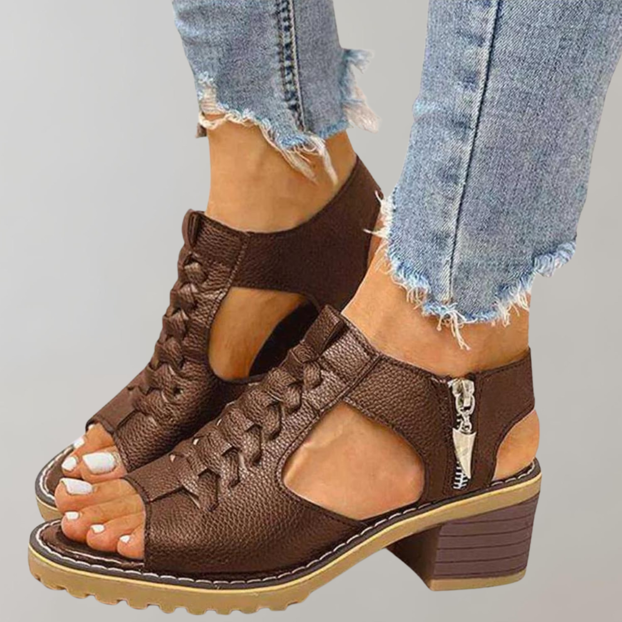 Orthopedic Heeled Lace Sandals