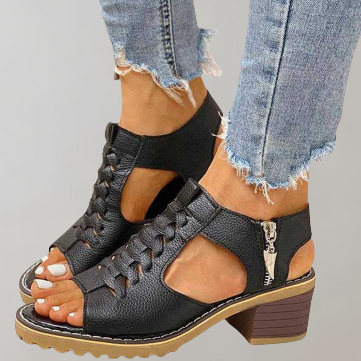 Orthopedic Heeled Lace Sandals