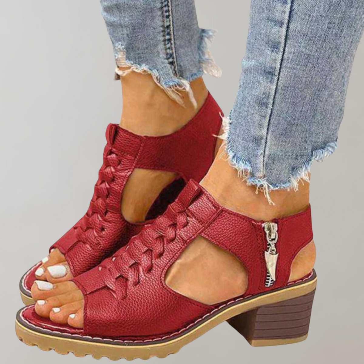 Orthopedic Heeled Lace Sandals