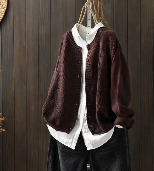 Oversized Relaxed Cardigan With Functional Pockets