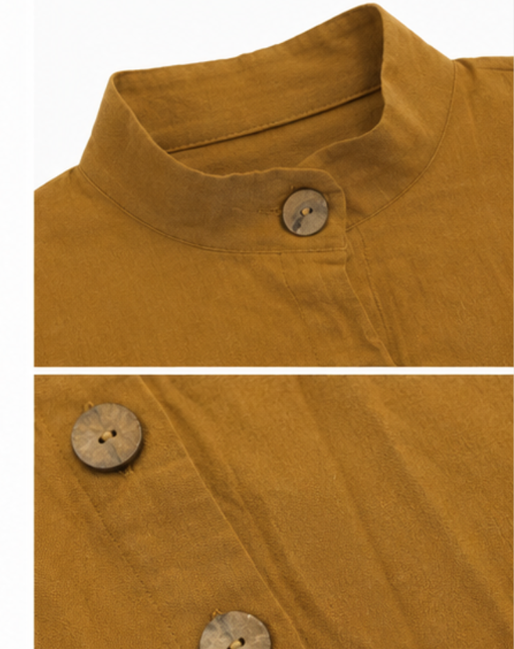 Button Front Linen Midi Shirt Dress