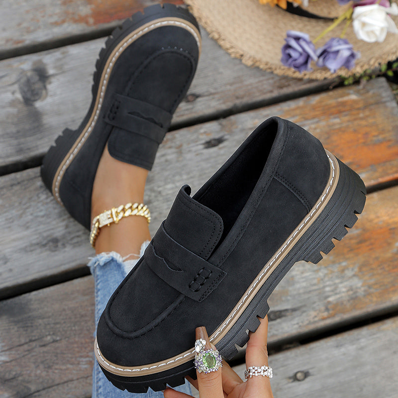 Arden Suede Platform Loafers with Chunky Rubber Sole