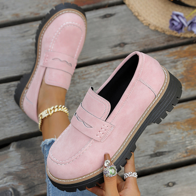 Arden Suede Platform Loafers with Chunky Rubber Sole