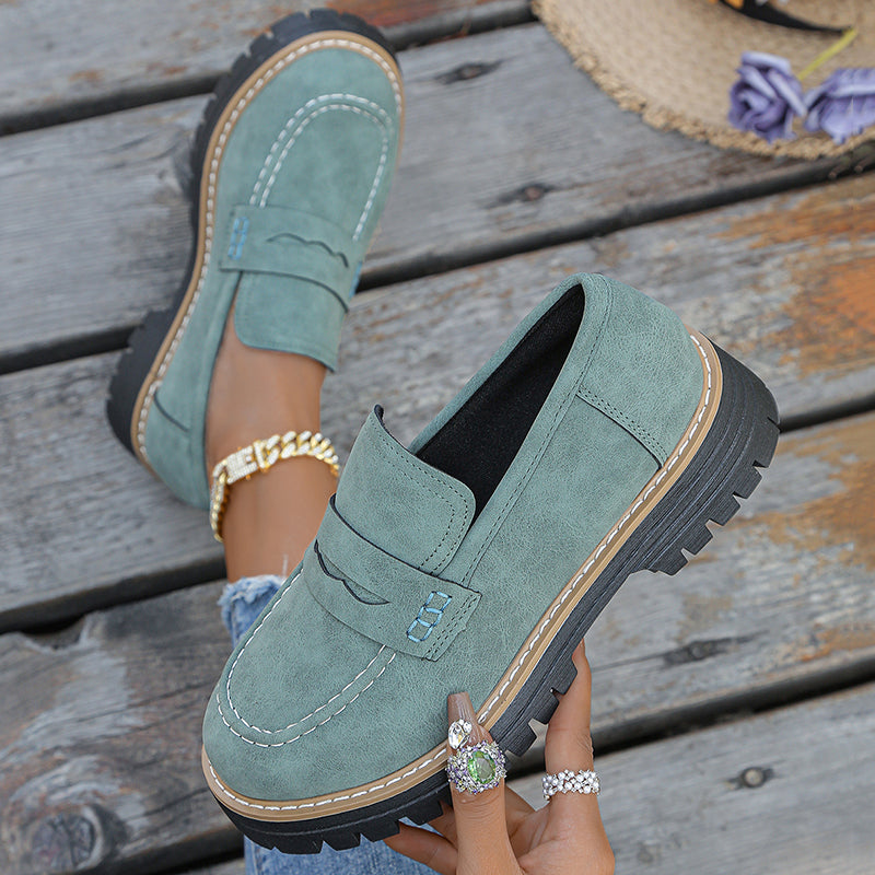 Arden Suede Platform Loafers with Chunky Rubber Sole