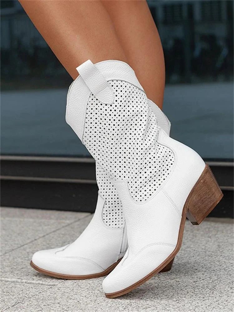 Perforated Western Ankle Boots