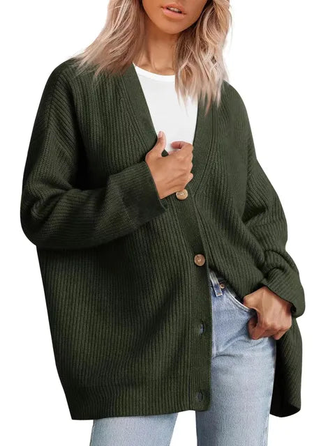 Women's Oversized Knit Button Cardigan