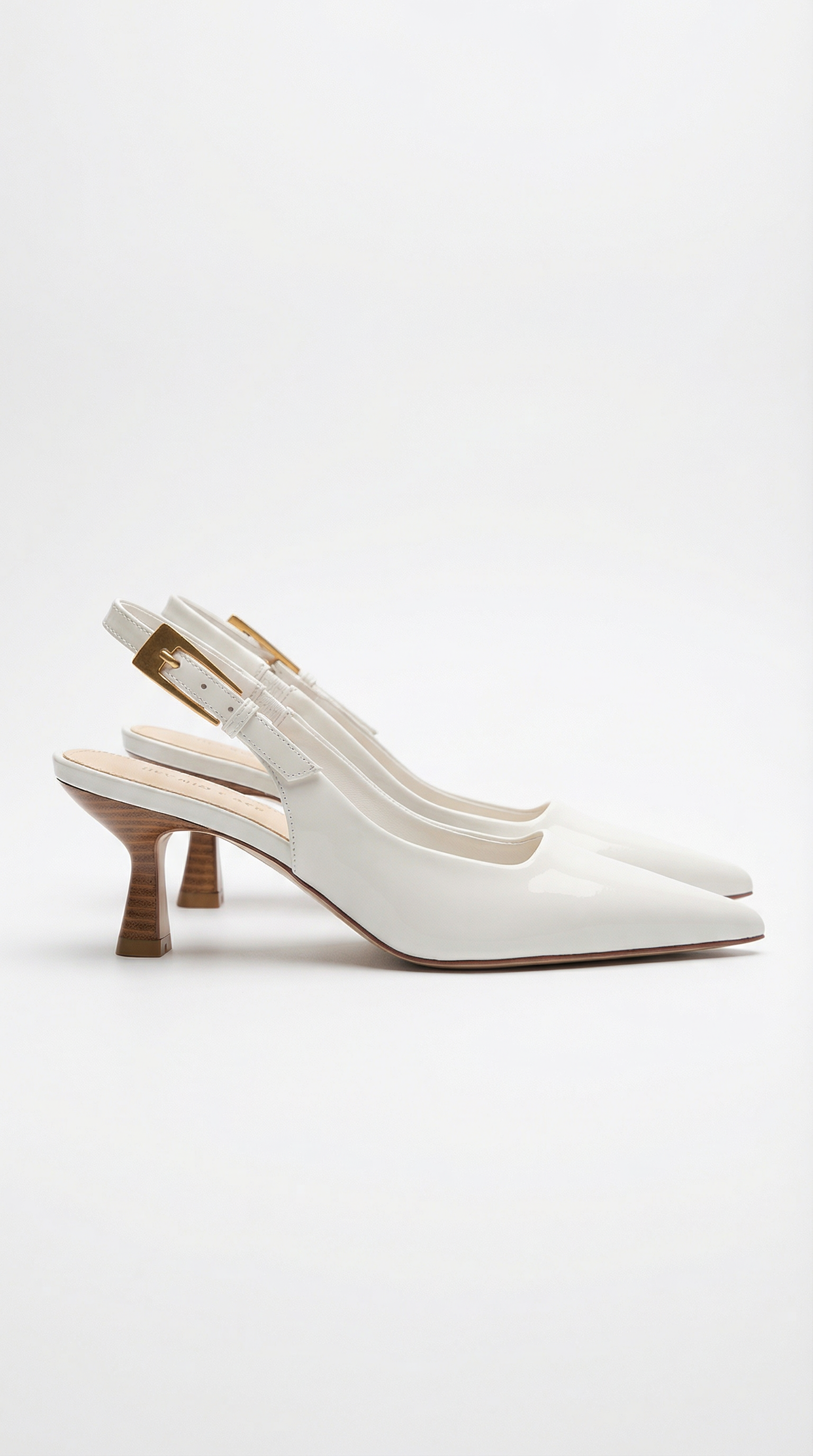 Patent Leather Pointed Toe Kitten Heel Slingback Pumps