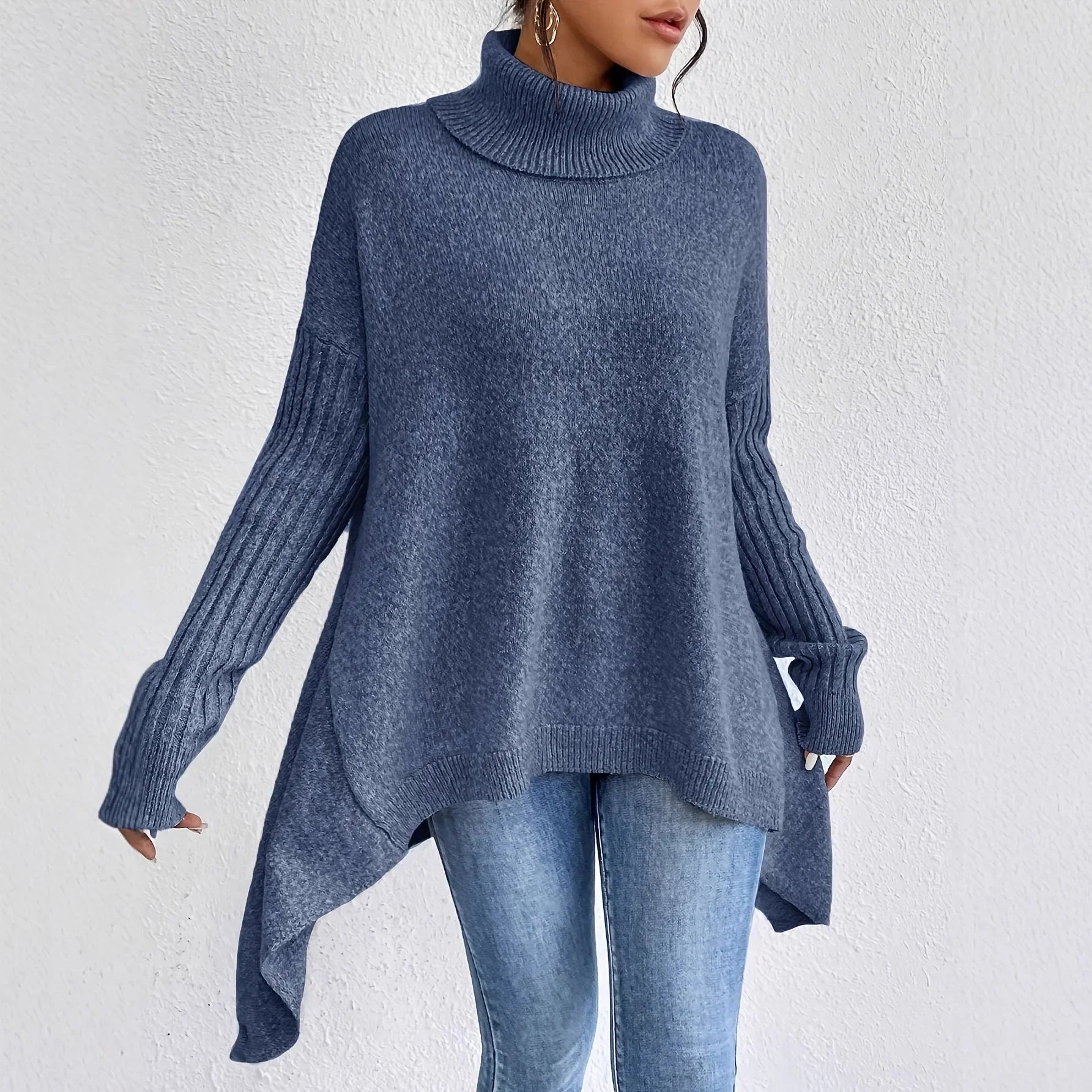 Oversized Ribbed Turtleneck Sweater
