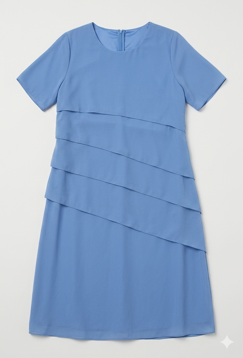 Layered Chiffon Short Sleeve Dress
