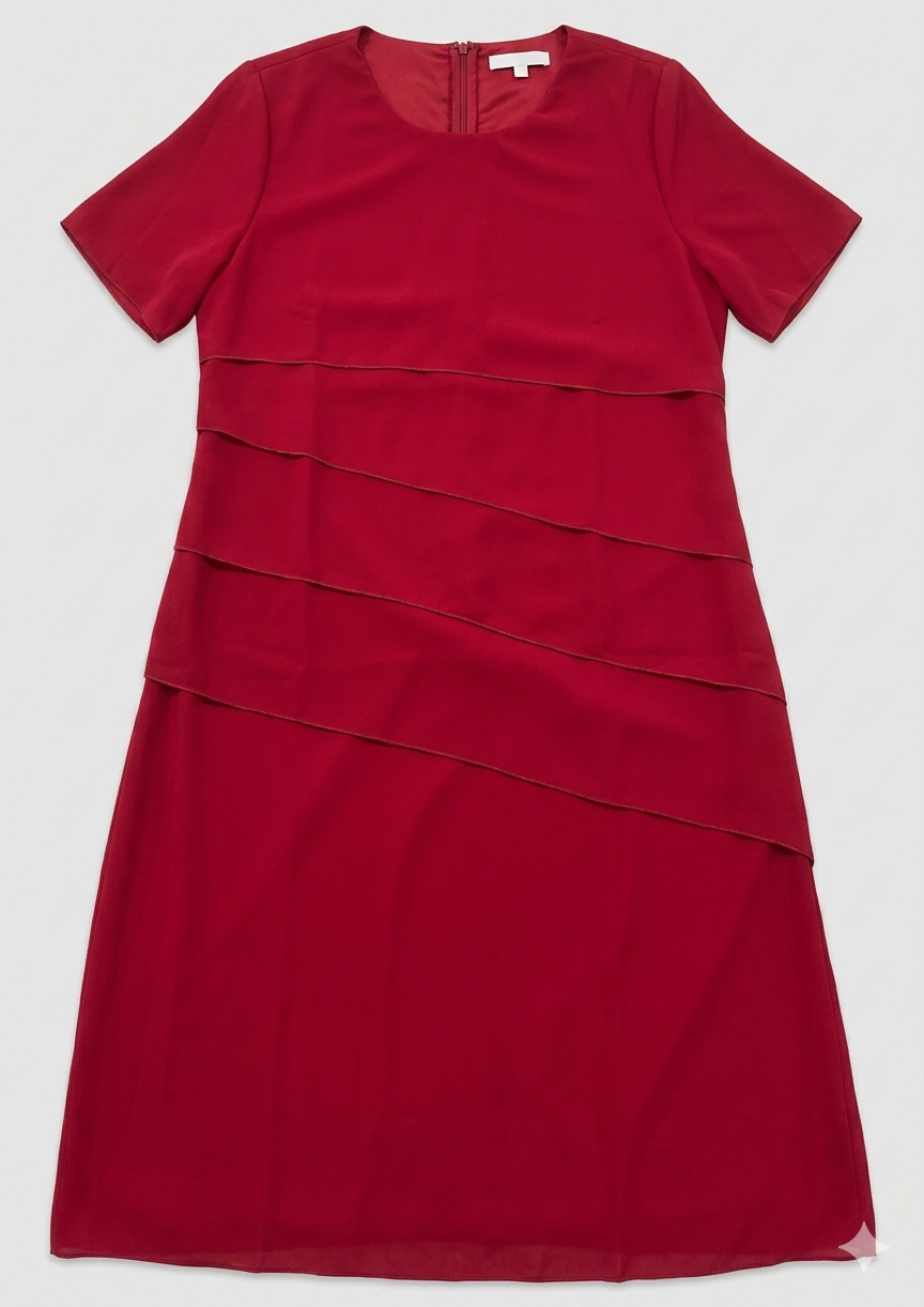Layered Chiffon Short Sleeve Dress