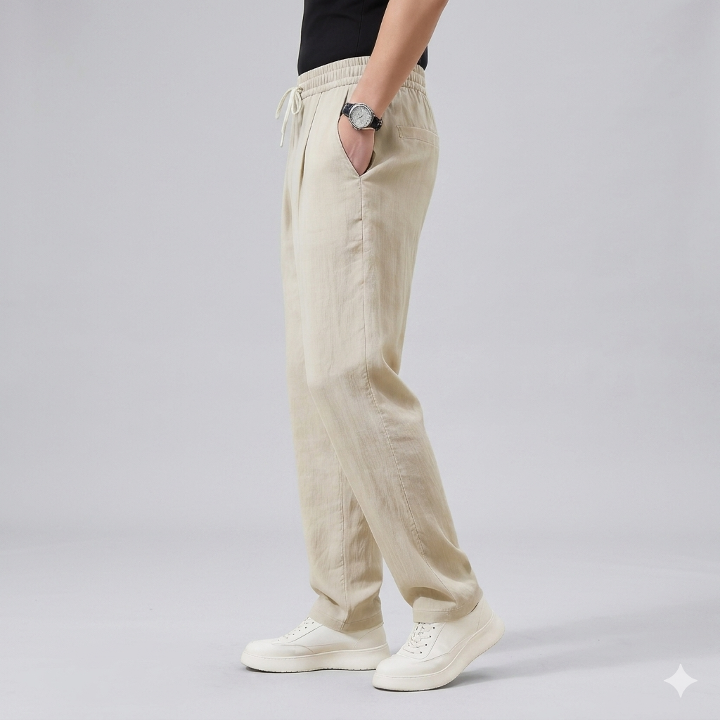 Relaxed Linen Lounge Pants with Drawstring