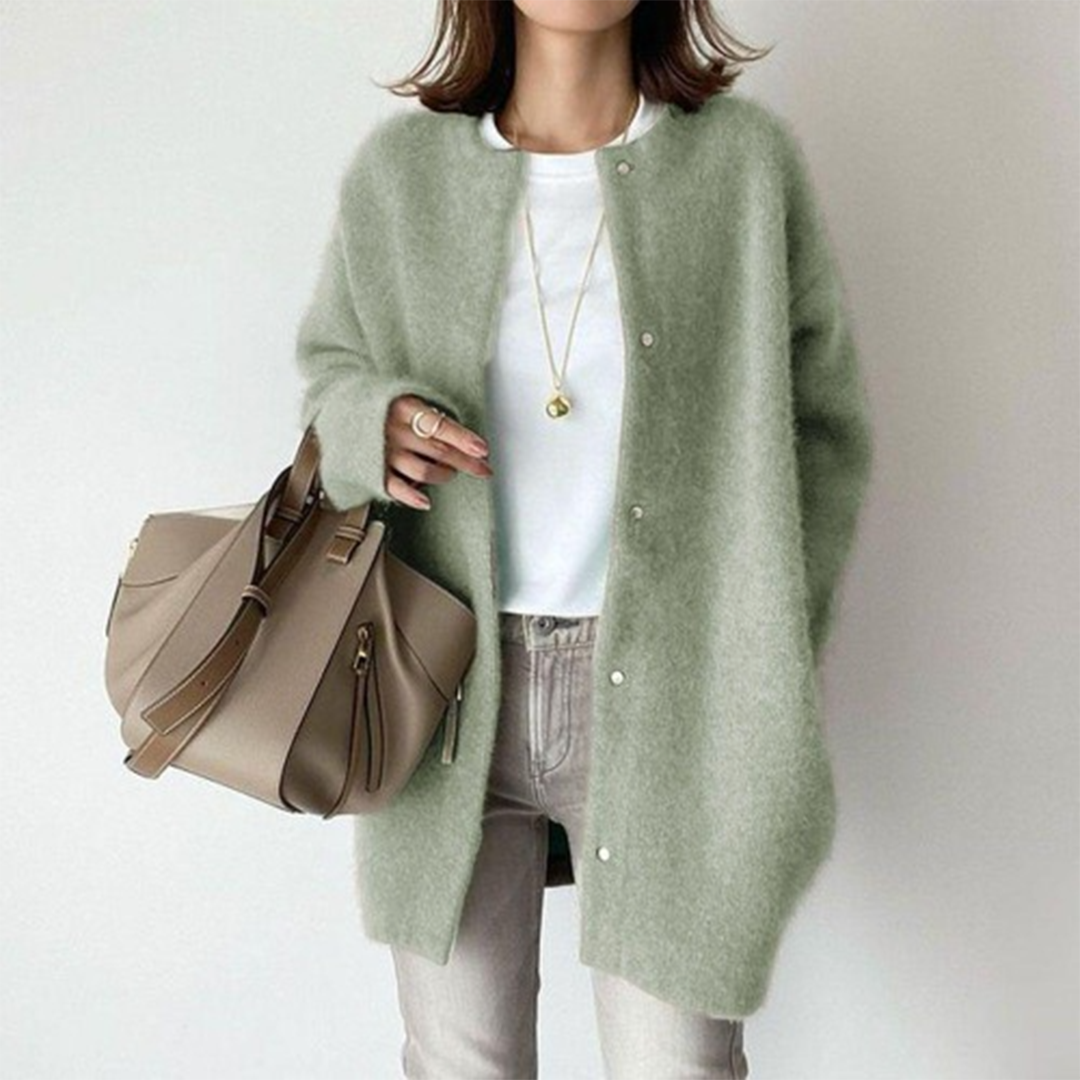Cotton Linen Blend Cardigan With Side Pockets