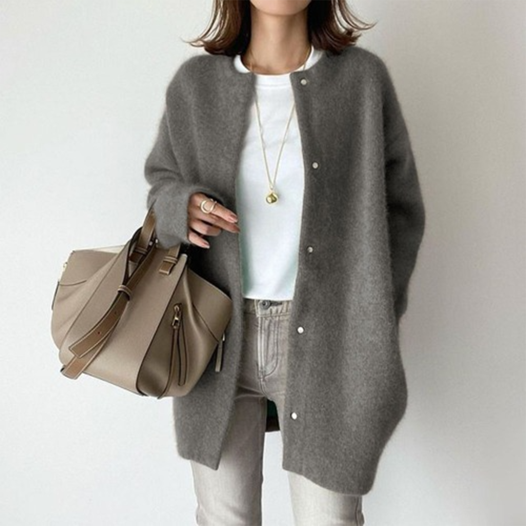 Cotton Linen Blend Cardigan With Side Pockets