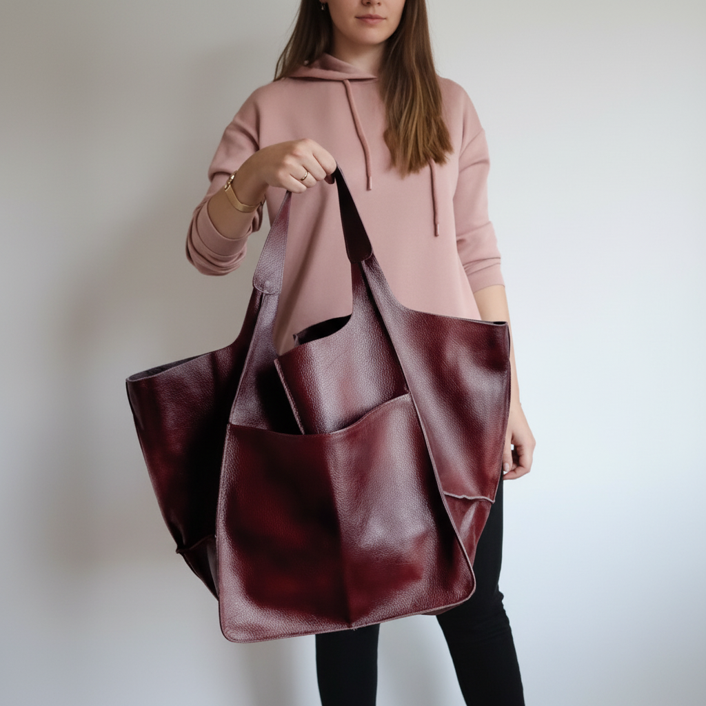 Roomy Vegan Leather Everyday Tote Bag
